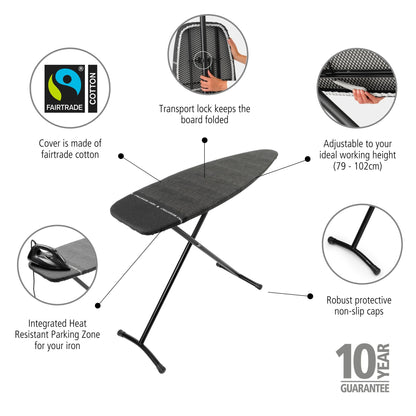 Ironing Board D 135x45 cm Heat Resistant Parking Zone - Denim Black