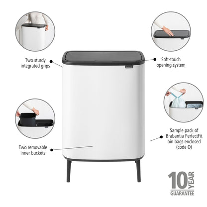 Bo Touch Bin Hi 2 x 30 litre - White