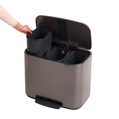 Bo Pedal Bin 3 x 11 litre - Platinum