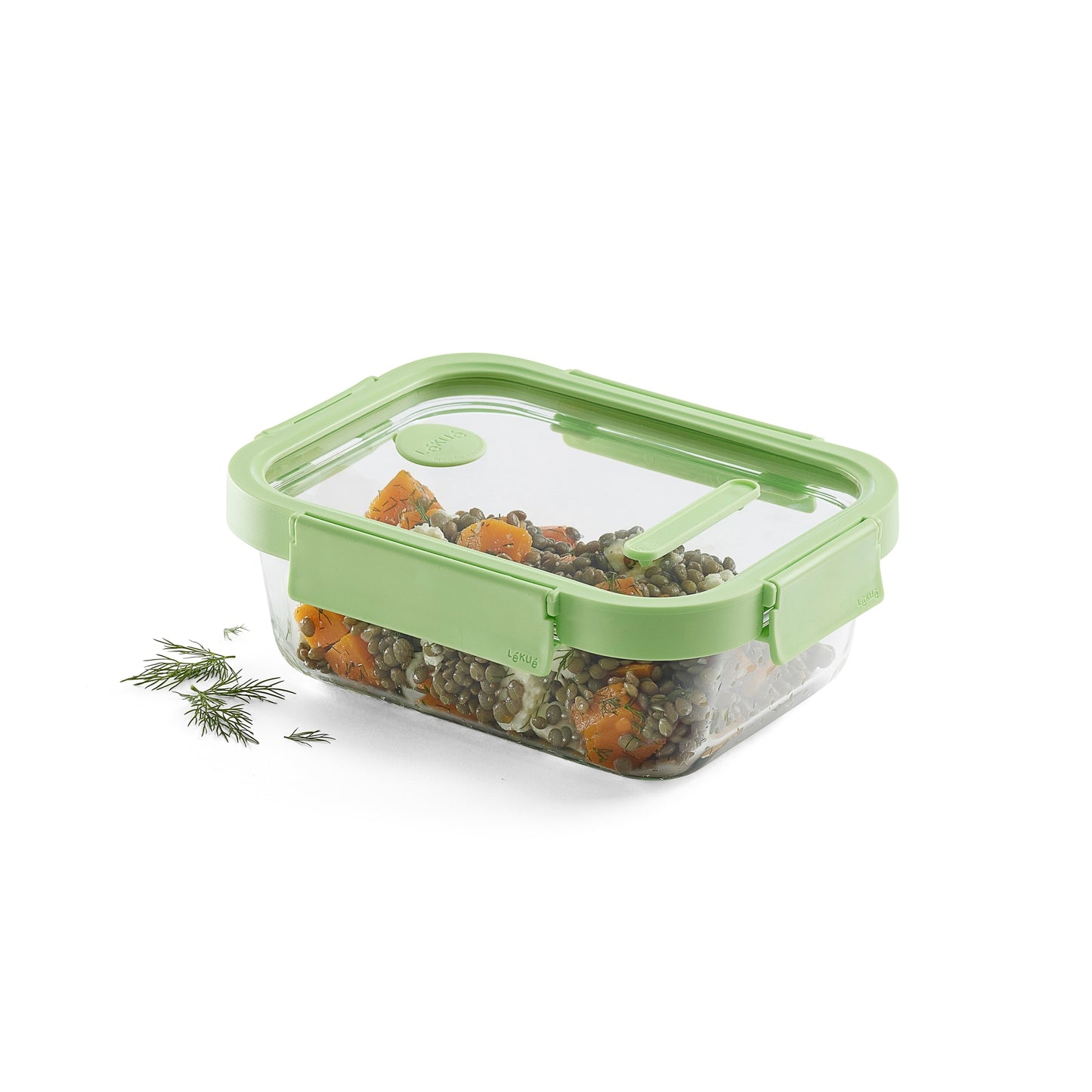 Glass Container Rectangular, 1050 ml - Green