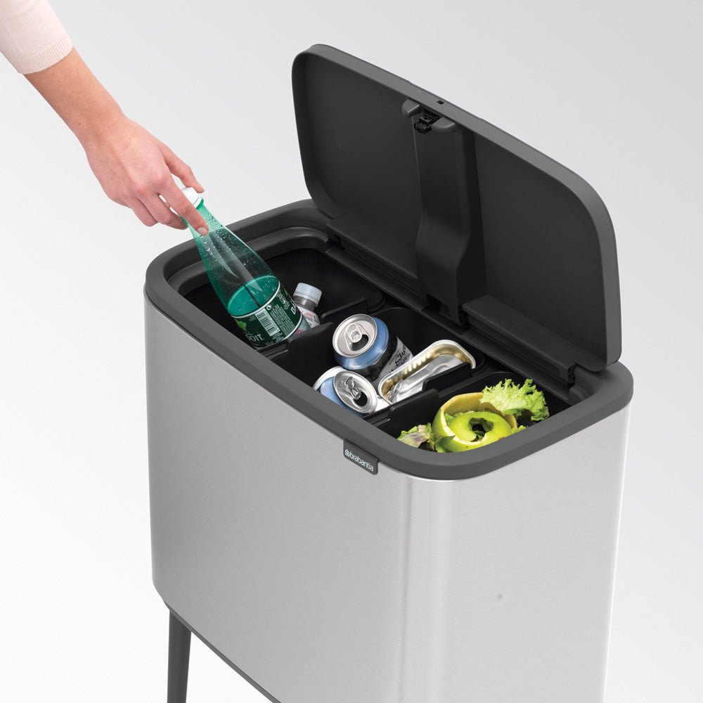 Bo Touch Bin 3 x 11 Litre - Fingerprint Proof Matt Steel