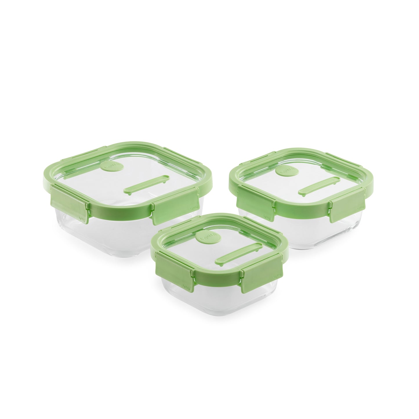 Square Glass Containers Set of 3 - Green