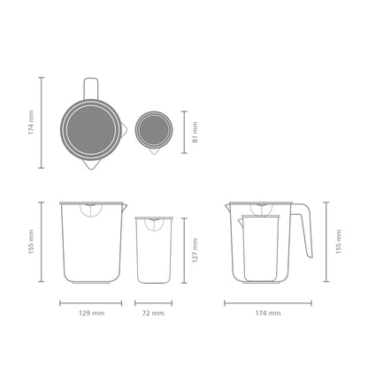 Measuring Jug, Set of 2 - Dark Grey