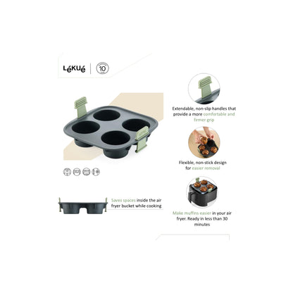 Air fryer Muffins Mould, 4 hole - Grey