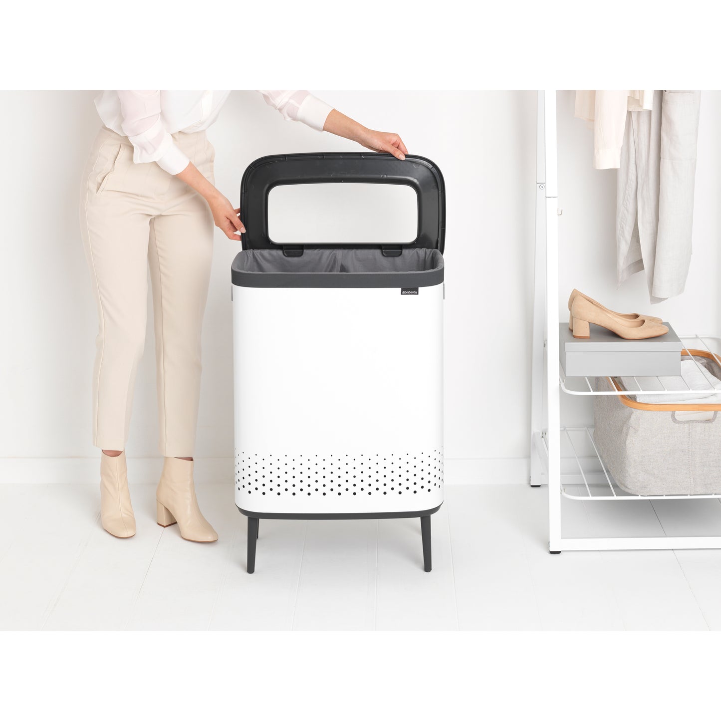 Bo Laundry Bin Hi 2 x 45 litre - White