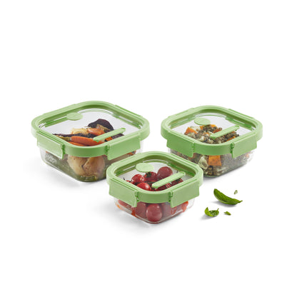 Glass Container Square, 520 ml - Green