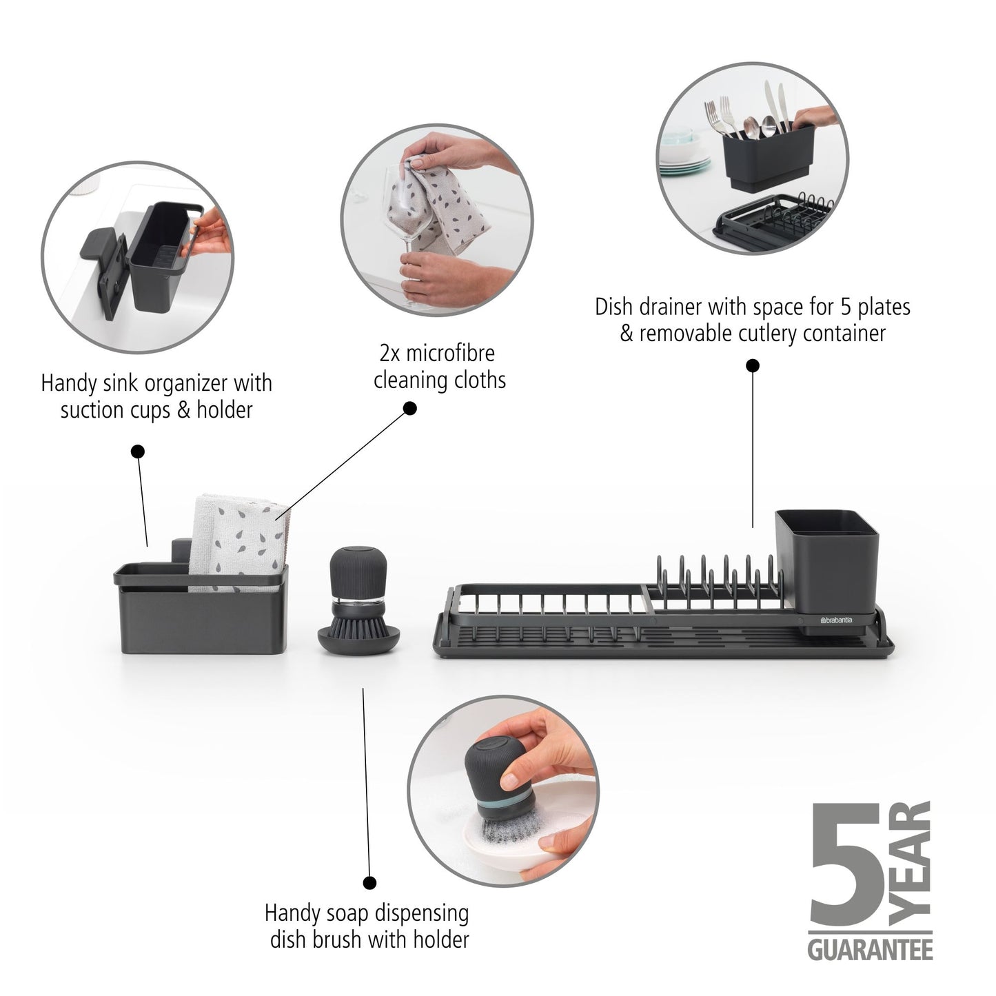 SinkSide Dish Washing and Drying Rack Set, 4 pieces