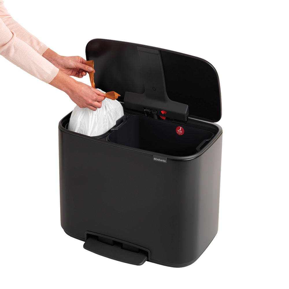 Bo Pedal Bin 11 + 23 litre - Matt Black