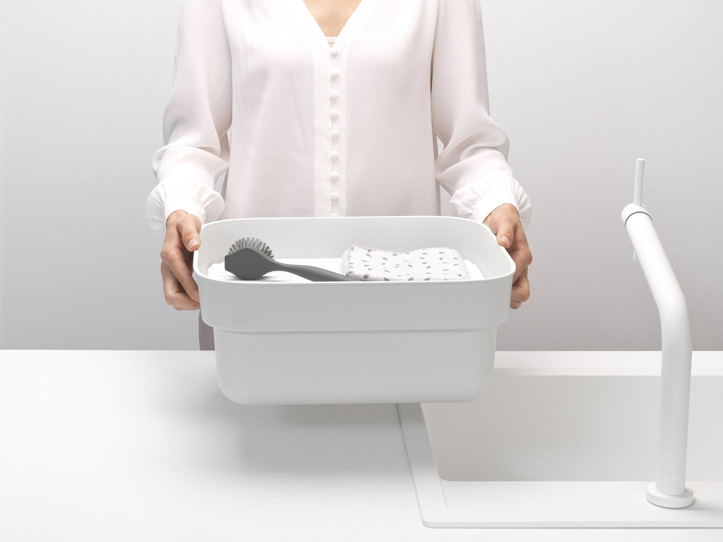 Washing Up Bowl with Drying Tray - Light Grey