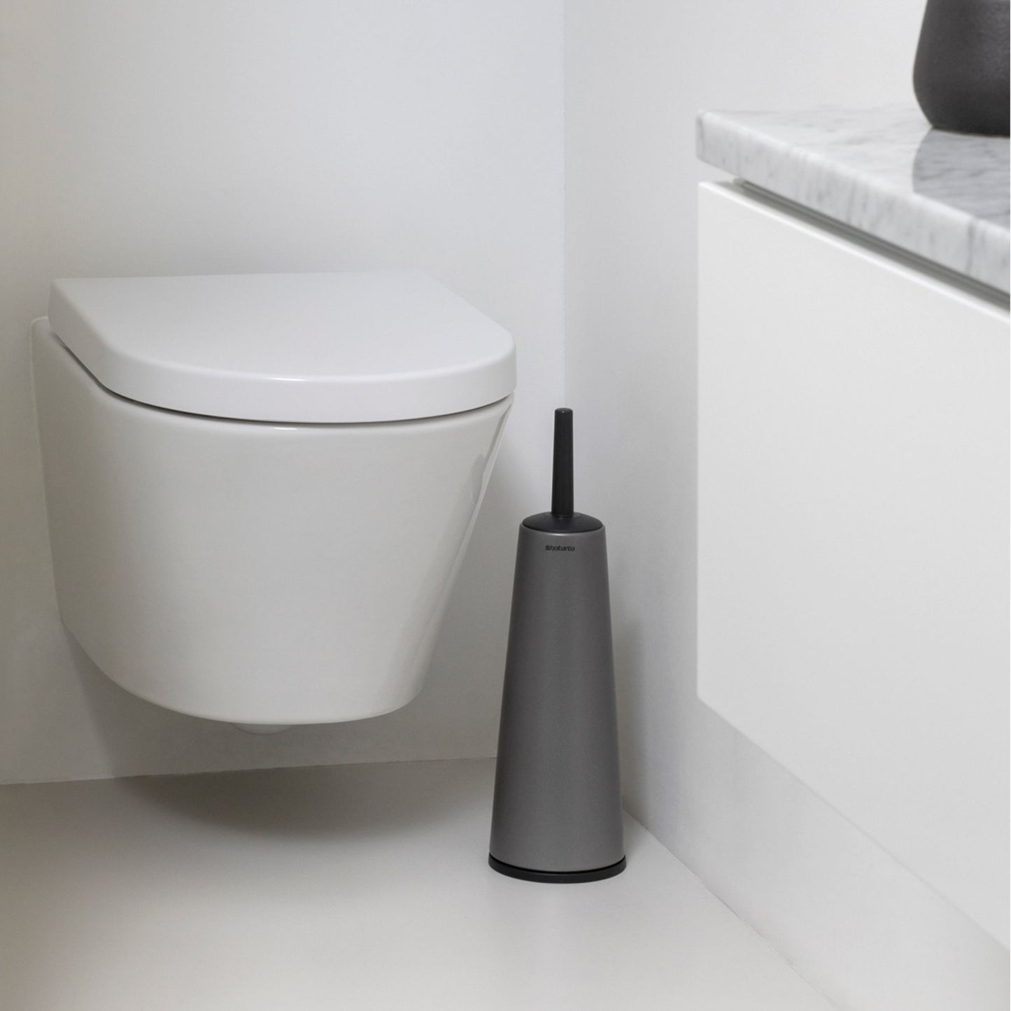 Toilet Brush & Holder - Platinum