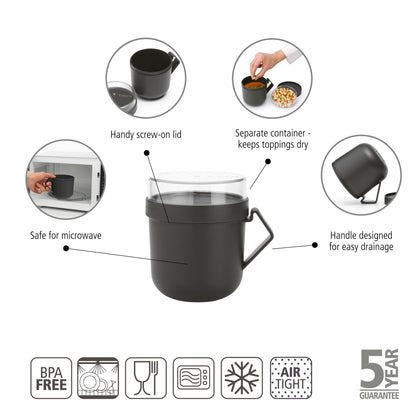 Make & Take Soup Mug, 600ml - Dark Grey