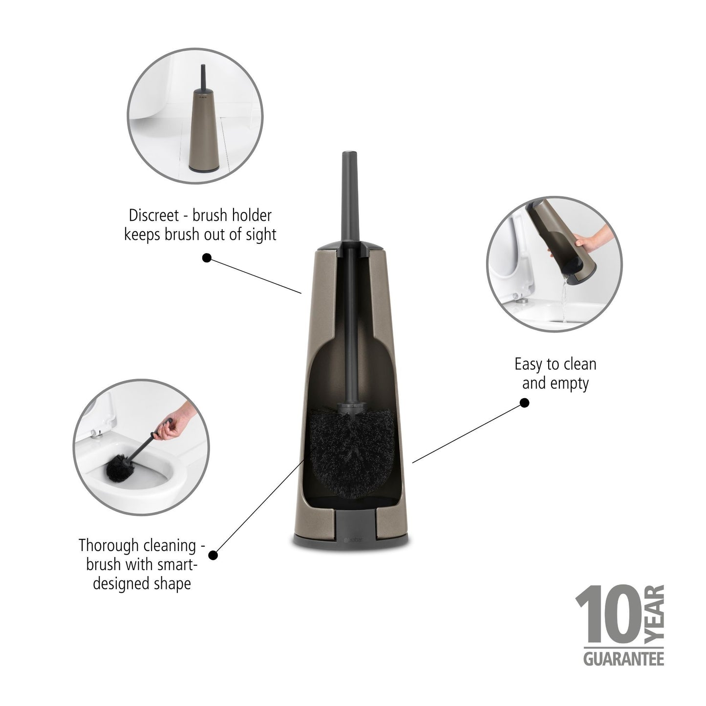 Toilet Brush & Holder - Platinum