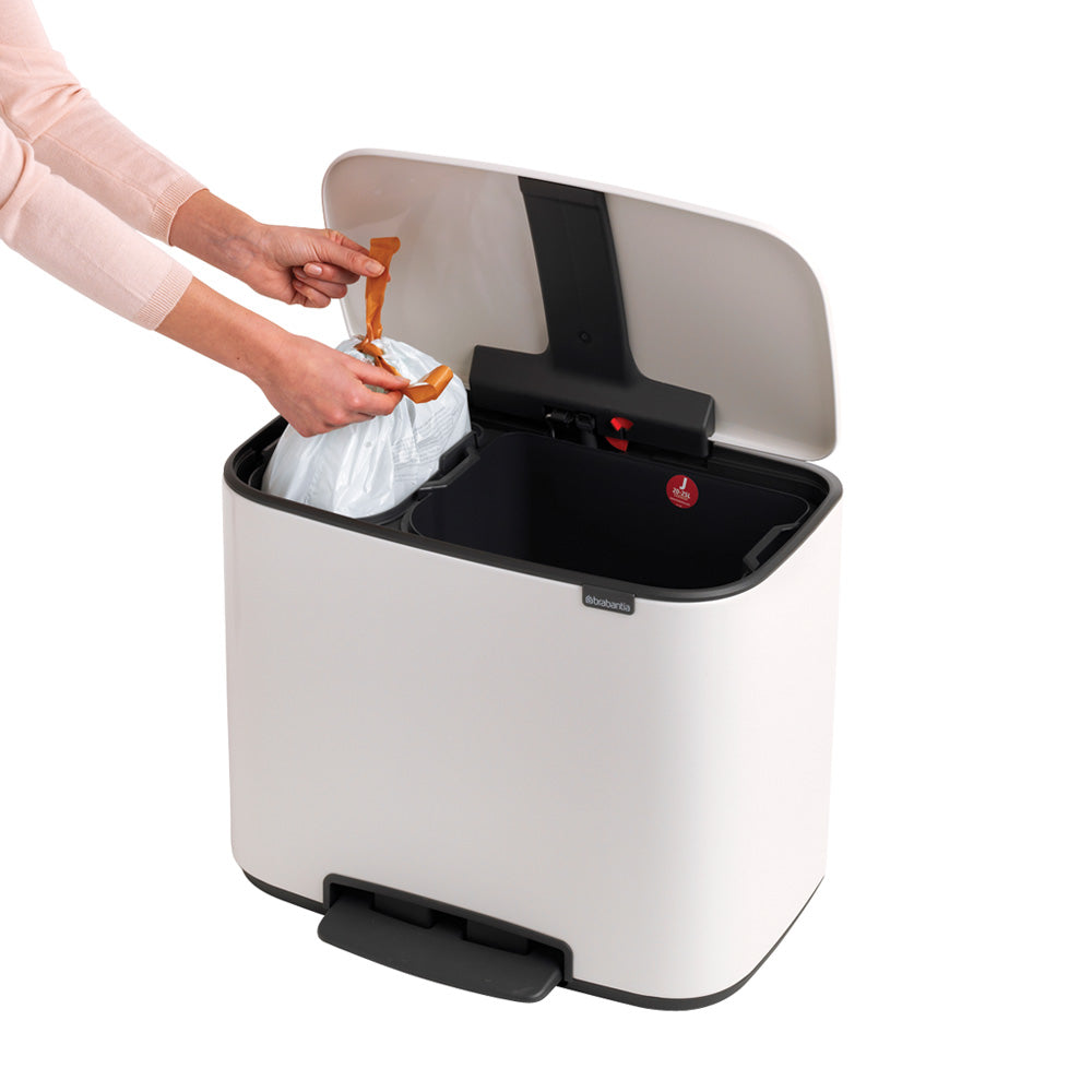 Bo Pedal Bin 11 + 23 Litre - White