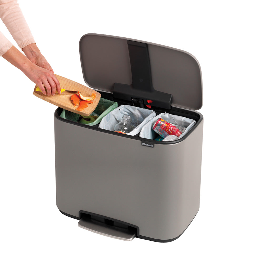 Bo Pedal Bin 3 x 11 litre - Mineral Concrete Grey