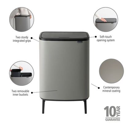 Bo Touch Bin Hi 2 x 30 litre - Mineral Concrete Grey