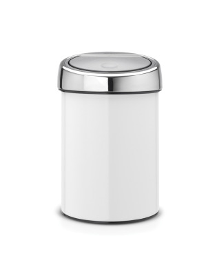Touch Bin 3 litre - White with Brilliant Steel Lid