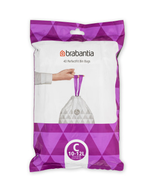 PerfectFit Bin Bags Code C (10-12 litre), Dispenser Pack with 40 Bags