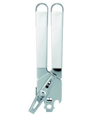 Can Opener with Metal Handle - White